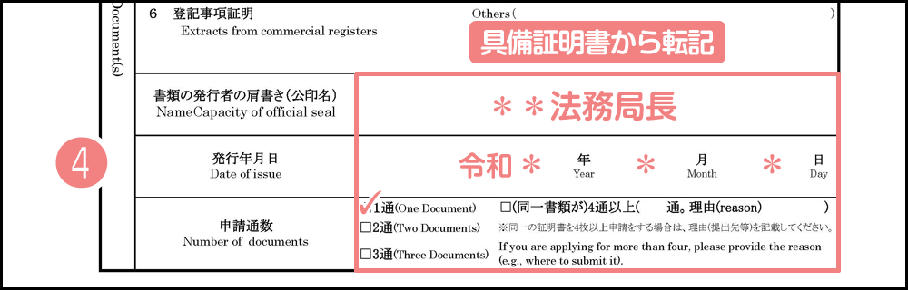 公印確認申請書の書き方や記入例_公印名等の情報